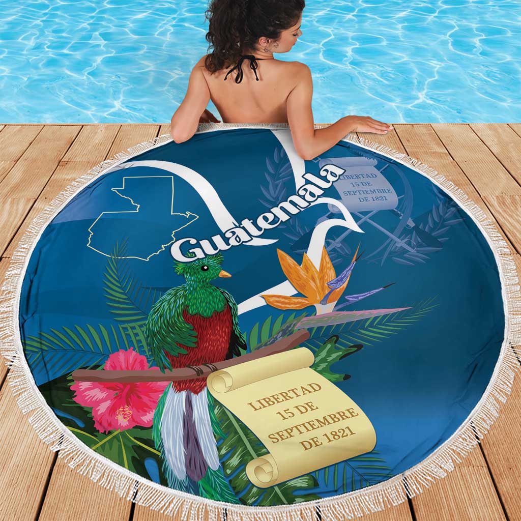 Guatemala Independence Day Beach Blanket Quetzal Tropical Flower - Wonder Print Shop