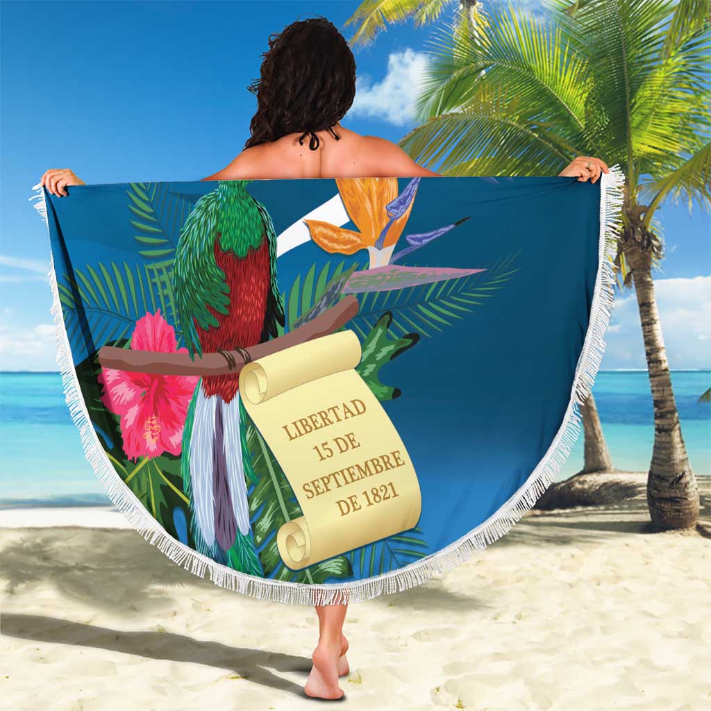 Guatemala Independence Day Beach Blanket Quetzal Tropical Flower - Wonder Print Shop