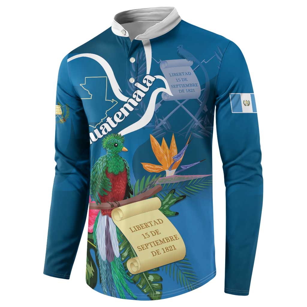 Guatemala Independence Day Button Sweatshirt Quetzal Tropical Flower - Wonder Print Shop