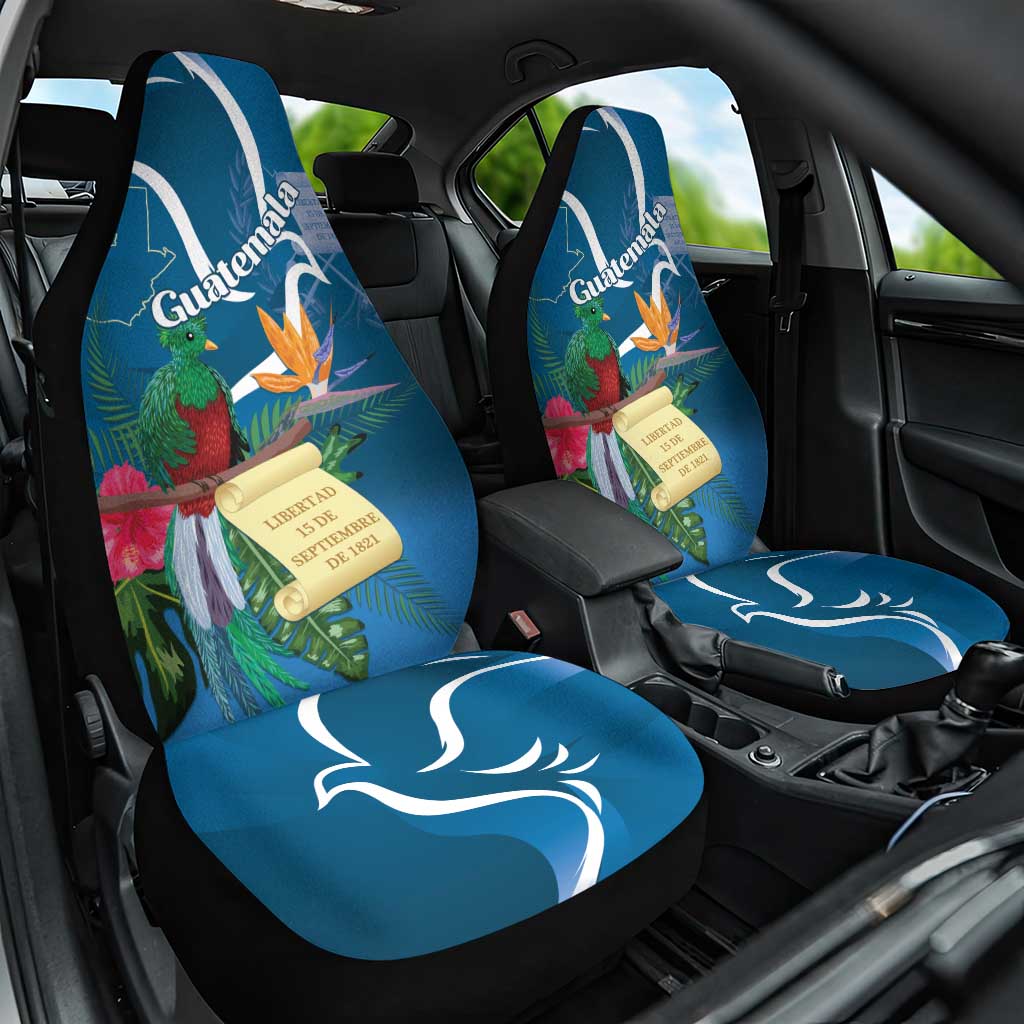 Guatemala Independence Day Car Seat Cover Quetzal Tropical Flower - Wonder Print Shop