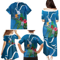 Guatemala Independence Day Family Matching Puletasi and Hawaiian Shirt Quetzal Tropical Flower - Wonder Print Shop