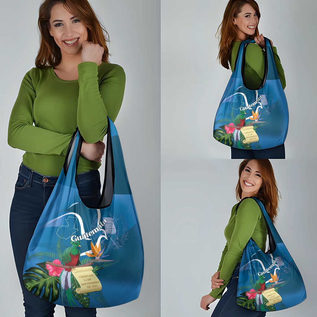 Guatemala Independence Day Grocery Bag Quetzal Tropical Flower