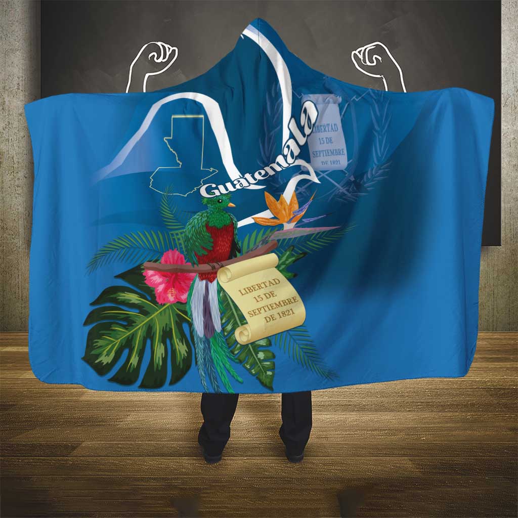 Guatemala Independence Day Hooded Blanket Quetzal Tropical Flower