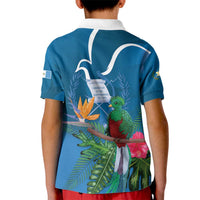 Guatemala Independence Day Kid Polo Shirt Quetzal Tropical Flower - Wonder Print Shop