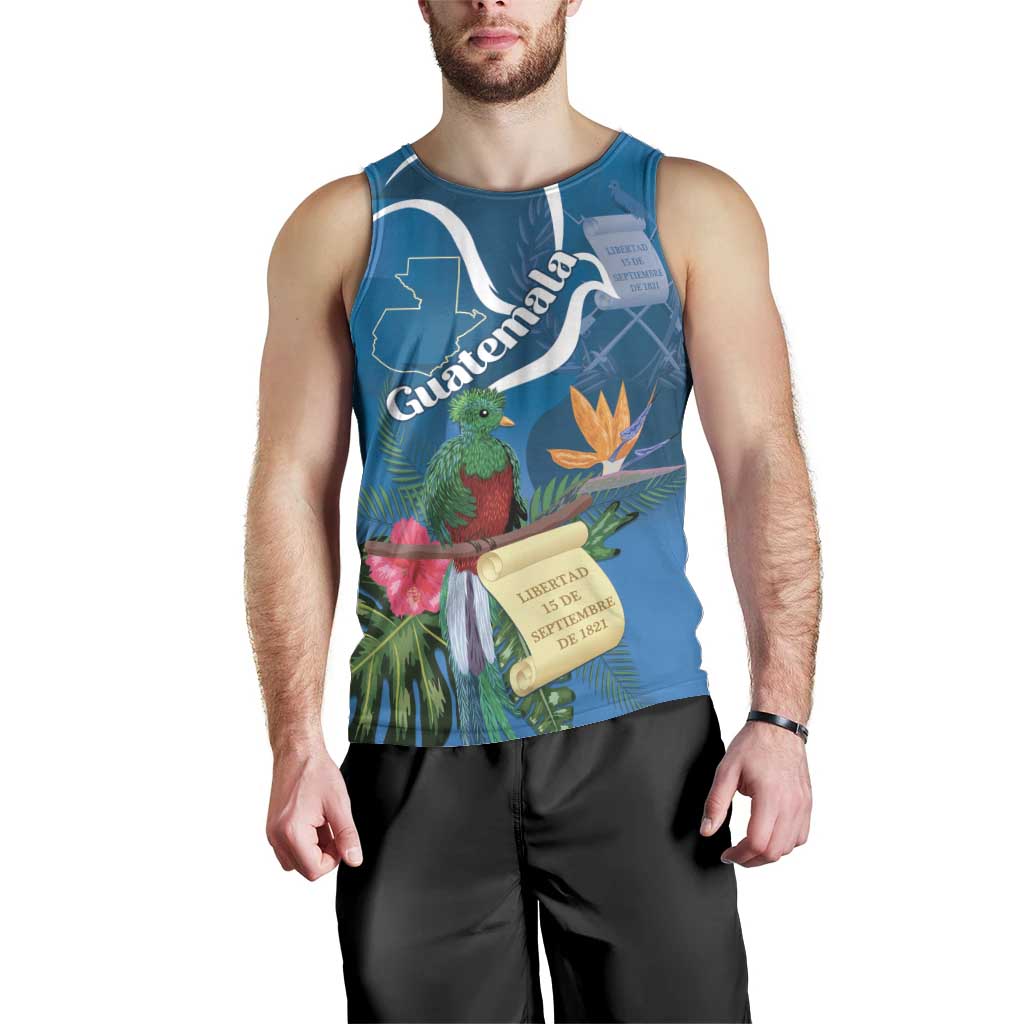 Guatemala Independence Day Men Tank Top Quetzal Tropical Flower - Wonder Print Shop