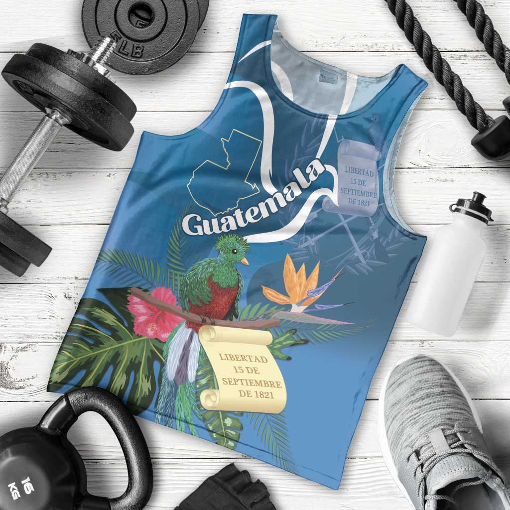Guatemala Independence Day Men Tank Top Quetzal Tropical Flower - Wonder Print Shop