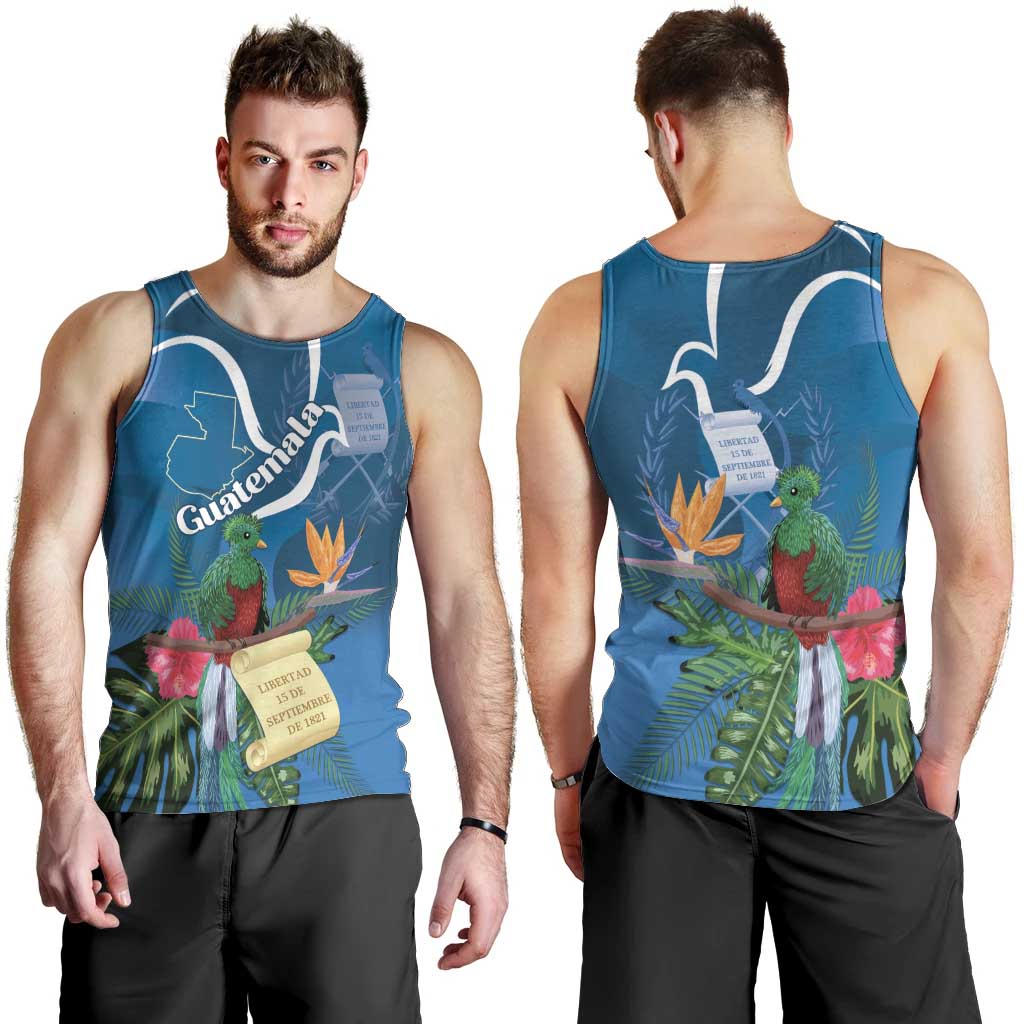 Guatemala Independence Day Men Tank Top Quetzal Tropical Flower - Wonder Print Shop