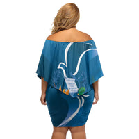 Guatemala Independence Day Off Shoulder Short Dress Quetzal Tropical Flower - Wonder Print Shop