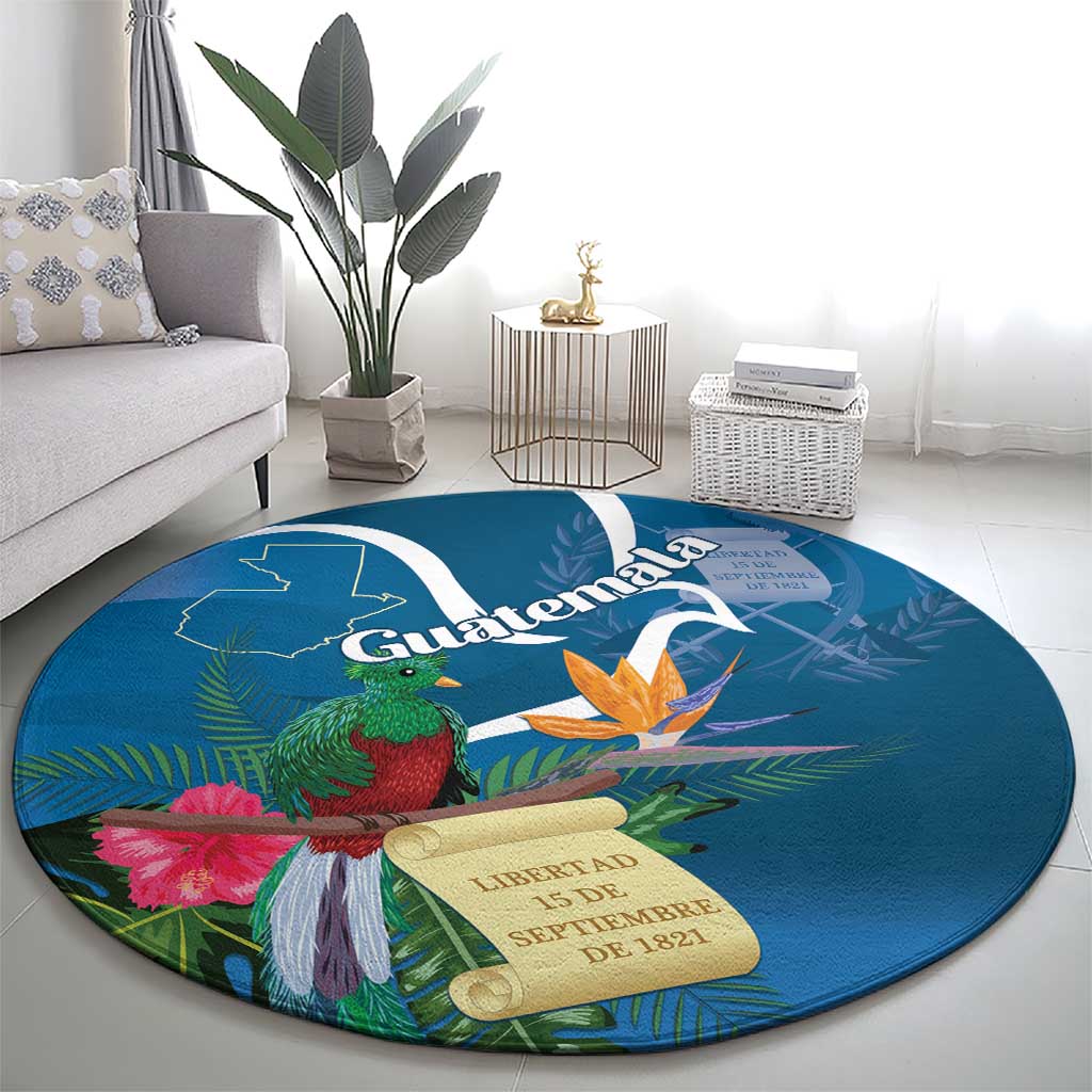 Guatemala Independence Day Round Carpet Quetzal Tropical Flower