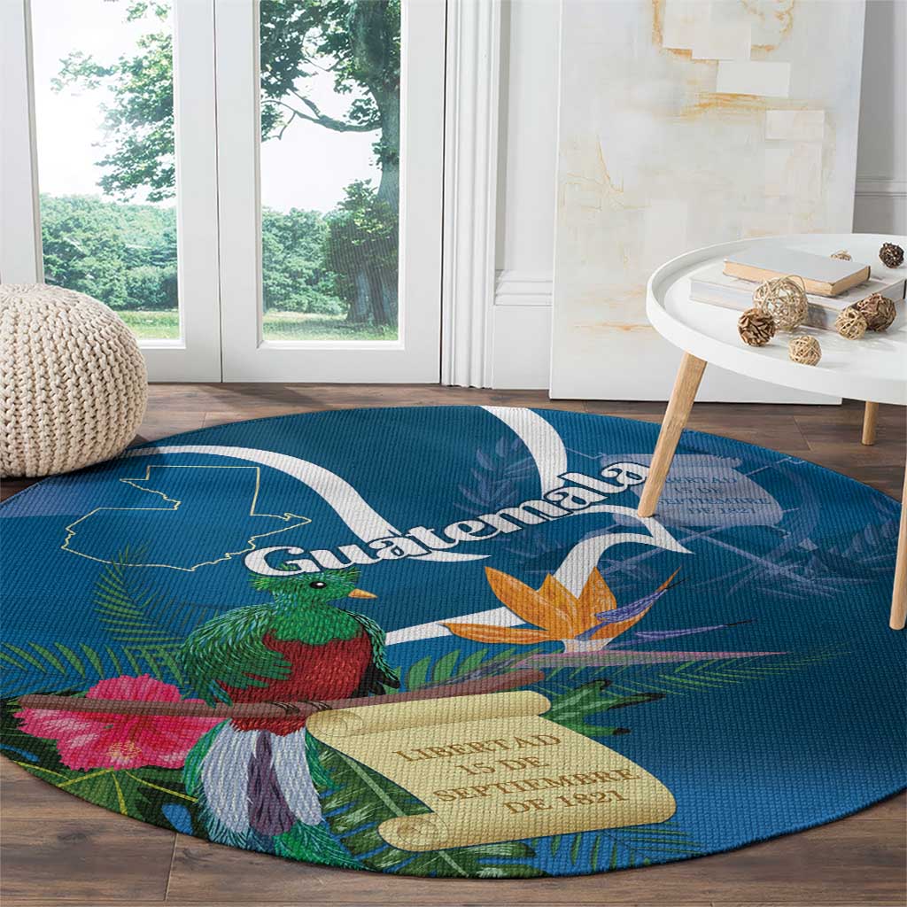 Guatemala Independence Day Round Carpet Quetzal Tropical Flower