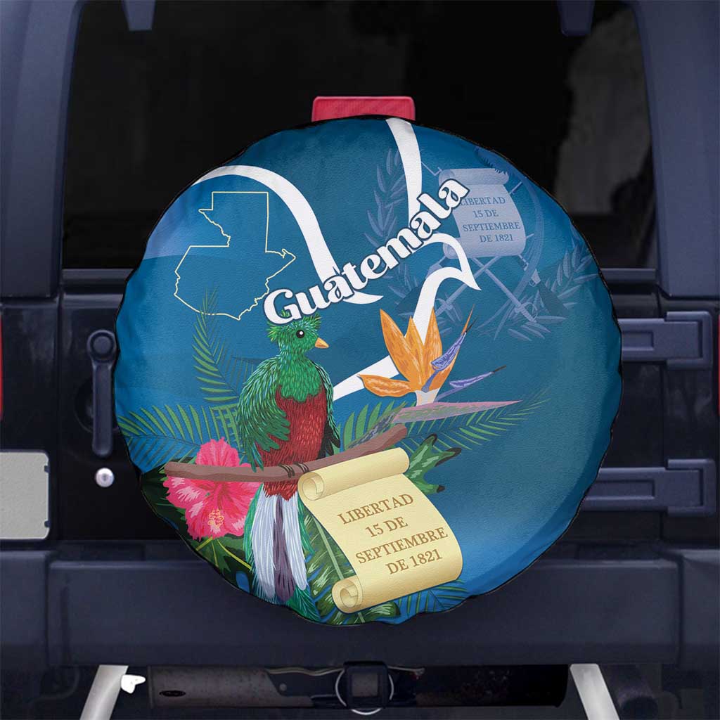 Guatemala Independence Day Spare Tire Cover Quetzal Tropical Flower - Wonder Print Shop