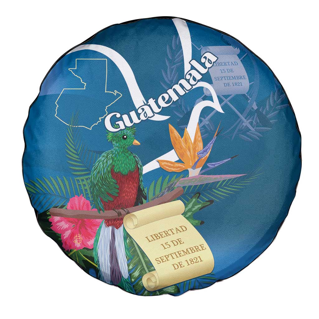 Guatemala Independence Day Spare Tire Cover Quetzal Tropical Flower - Wonder Print Shop