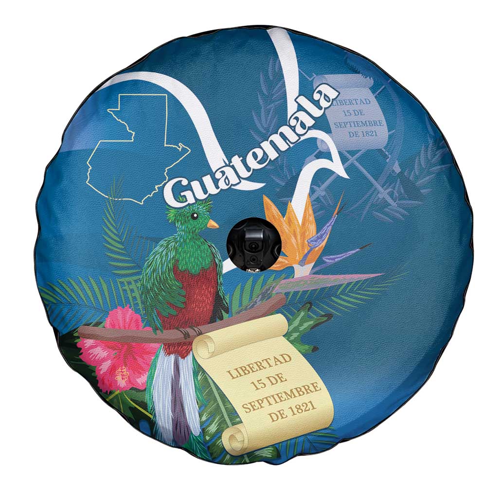 Guatemala Independence Day Spare Tire Cover Quetzal Tropical Flower - Wonder Print Shop