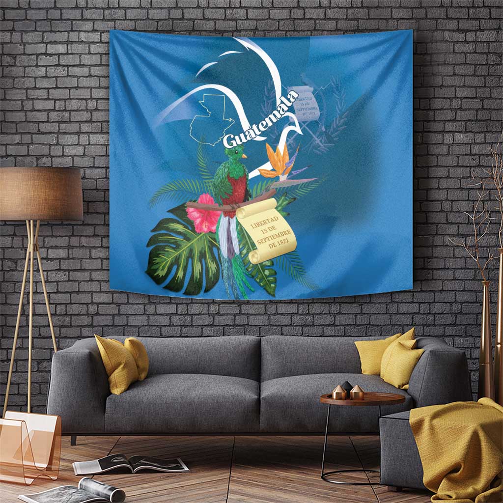 Guatemala Independence Day Tapestry Quetzal Tropical Flower - Wonder Print Shop