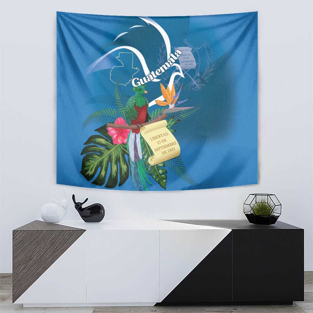 Guatemala Independence Day Tapestry Quetzal Tropical Flower - Wonder Print Shop