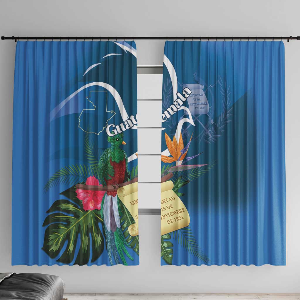 Guatemala Independence Day Window Curtain Quetzal Tropical Flower - Wonder Print Shop