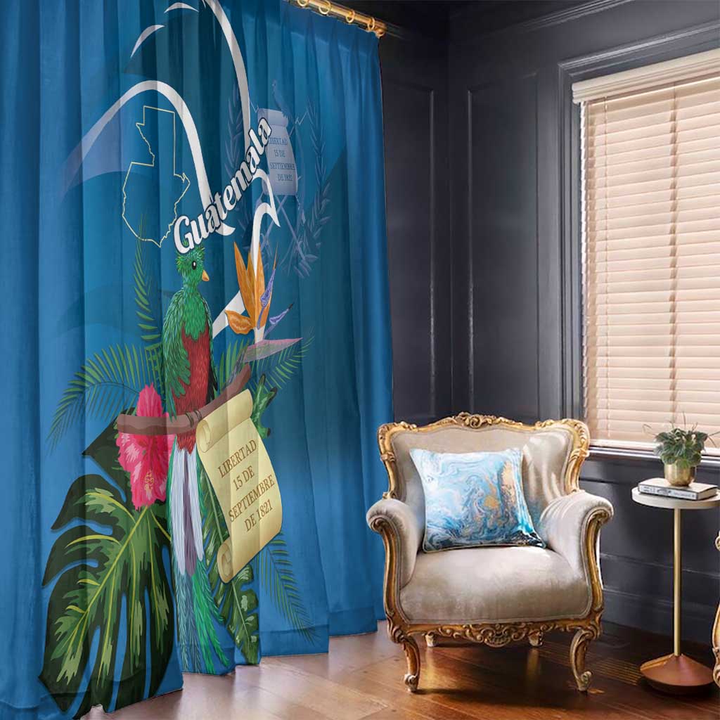 Guatemala Independence Day Window Curtain Quetzal Tropical Flower - Wonder Print Shop
