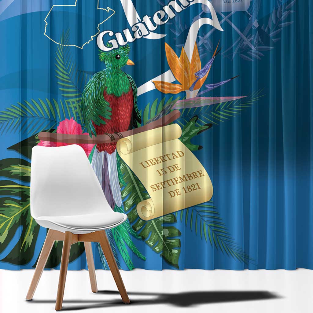 Guatemala Independence Day Window Curtain Quetzal Tropical Flower - Wonder Print Shop