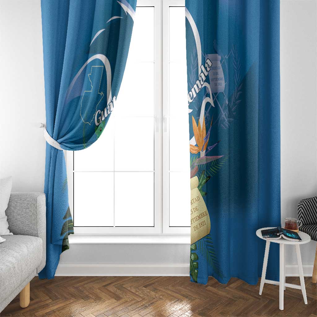 Guatemala Independence Day Window Curtain Quetzal Tropical Flower - Wonder Print Shop