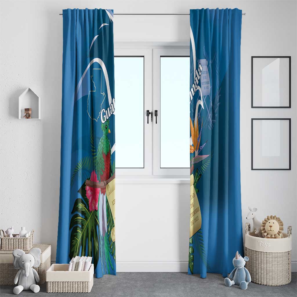 Guatemala Independence Day Window Curtain Quetzal Tropical Flower - Wonder Print Shop