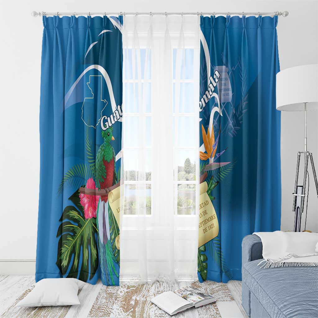 Guatemala Independence Day Window Curtain Quetzal Tropical Flower - Wonder Print Shop