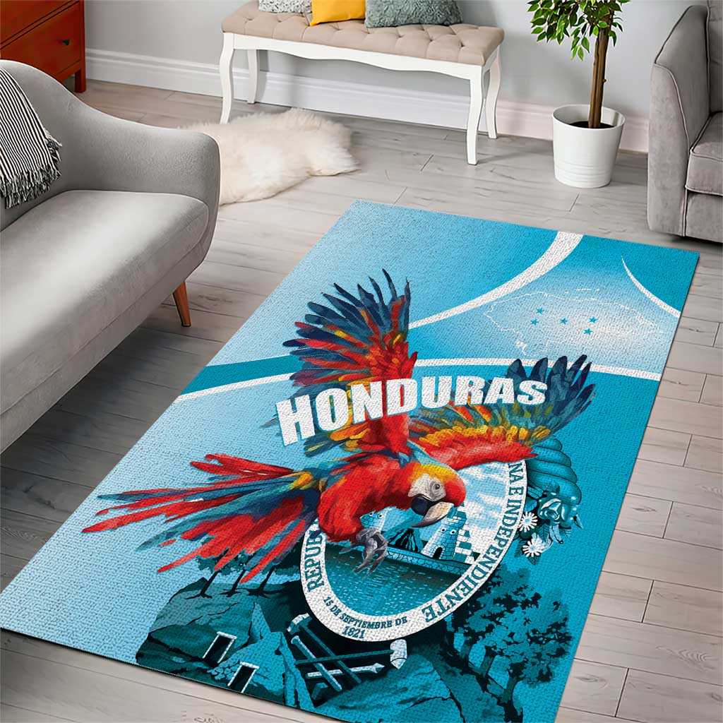 Honduras Independence Day Area Rug Scarlet Macaw Sky Blue - Wonder Print Shop