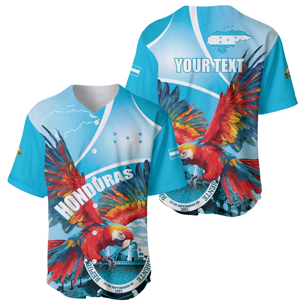 Honduras Independence Day Baseball Jersey Scarlet Macaw Sky Blue - Wonder Print Shop