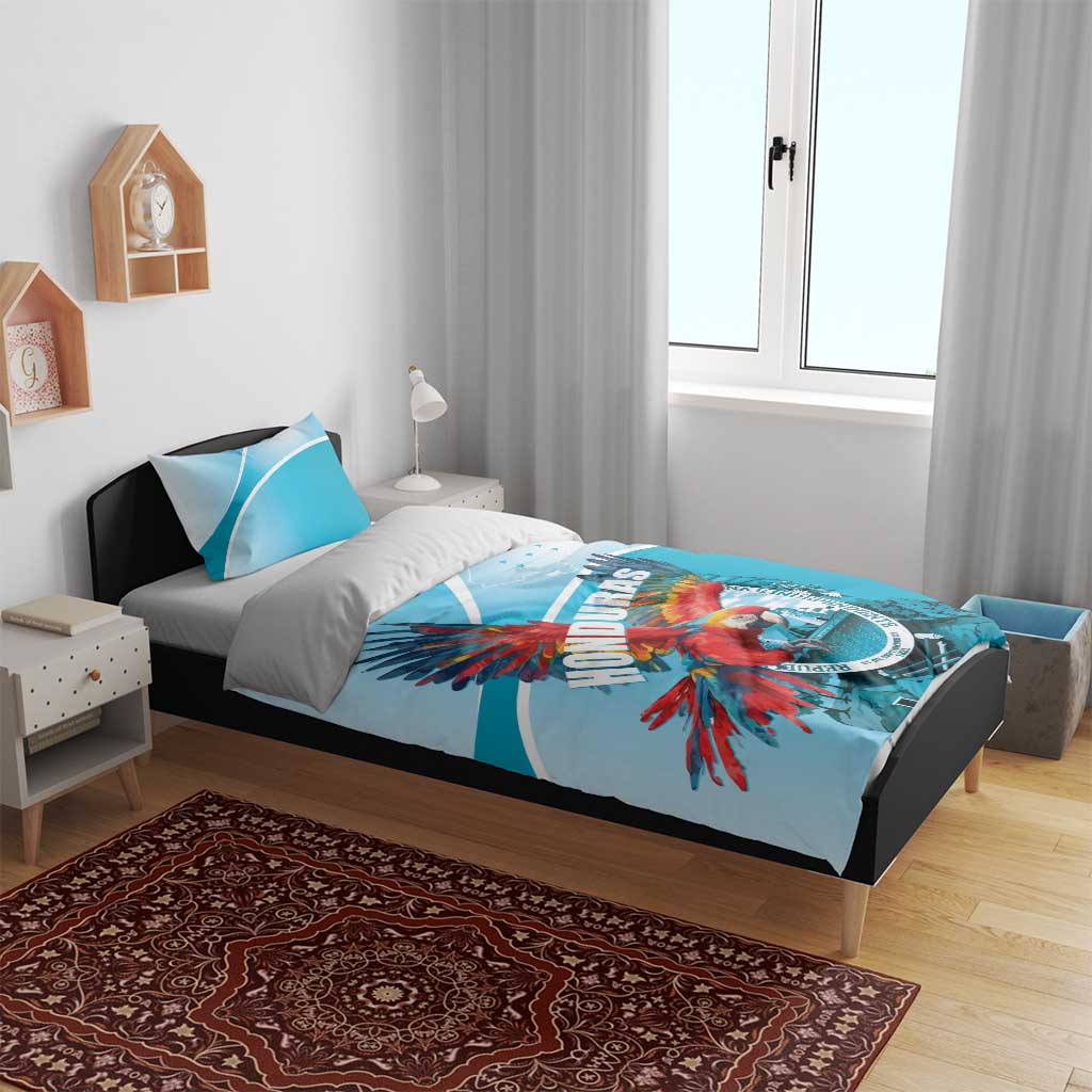 Honduras Independence Day Bedding Set Scarlet Macaw Sky Blue - Wonder Print Shop