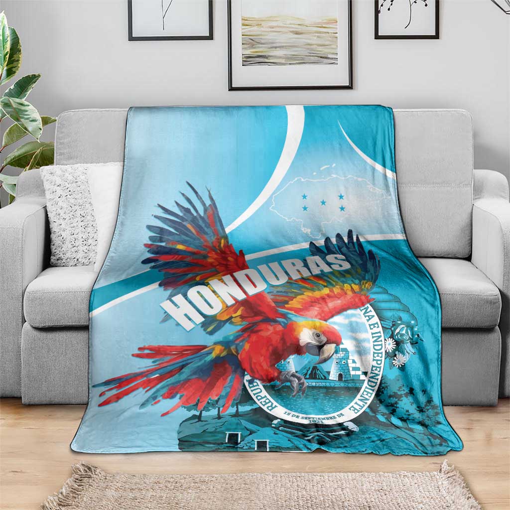 Honduras Independence Day Blanket Scarlet Macaw Sky Blue