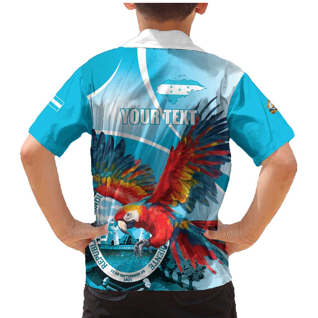 Honduras Independence Day Family Matching Mermaid Dress and Hawaiian Shirt Scarlet Macaw Sky Blue - Wonder Print Shop