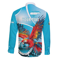 Honduras Independence Day Family Matching Off The Shoulder Long Sleeve Dress and Hawaiian Shirt Scarlet Macaw Sky Blue - Wonder Print Shop