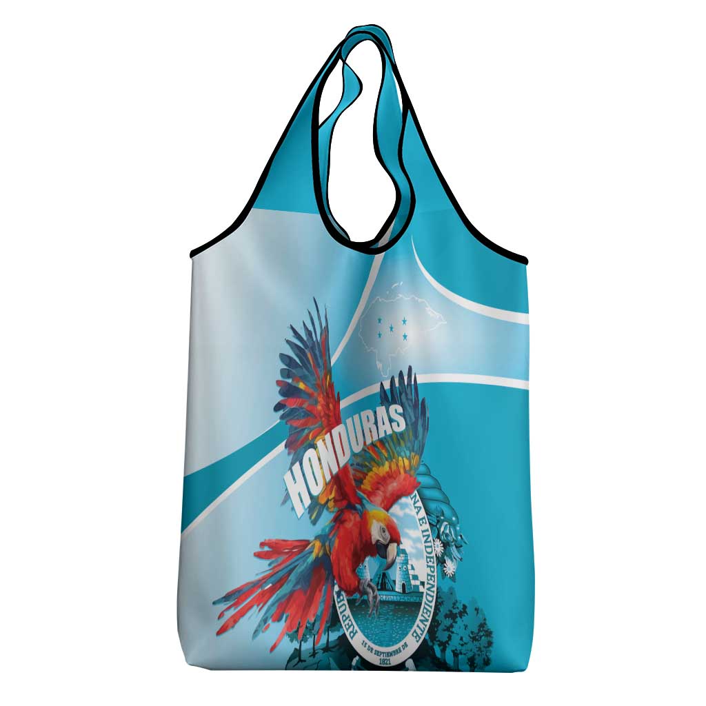 Honduras Independence Day Grocery Bag Scarlet Macaw Sky Blue