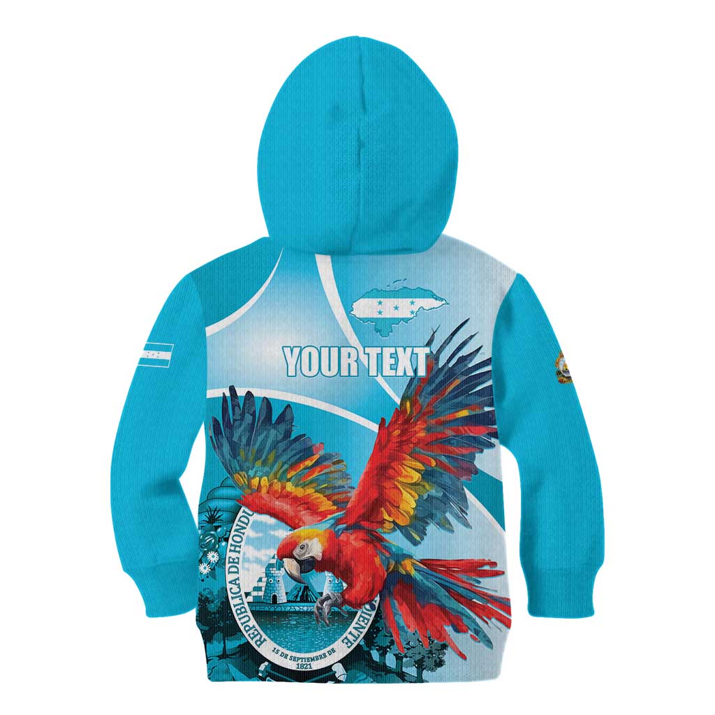 Honduras Independence Day Kid Hoodie Scarlet Macaw Sky Blue - Wonder Print Shop
