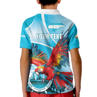 Honduras Independence Day Kid Polo Shirt Scarlet Macaw Sky Blue - Wonder Print Shop