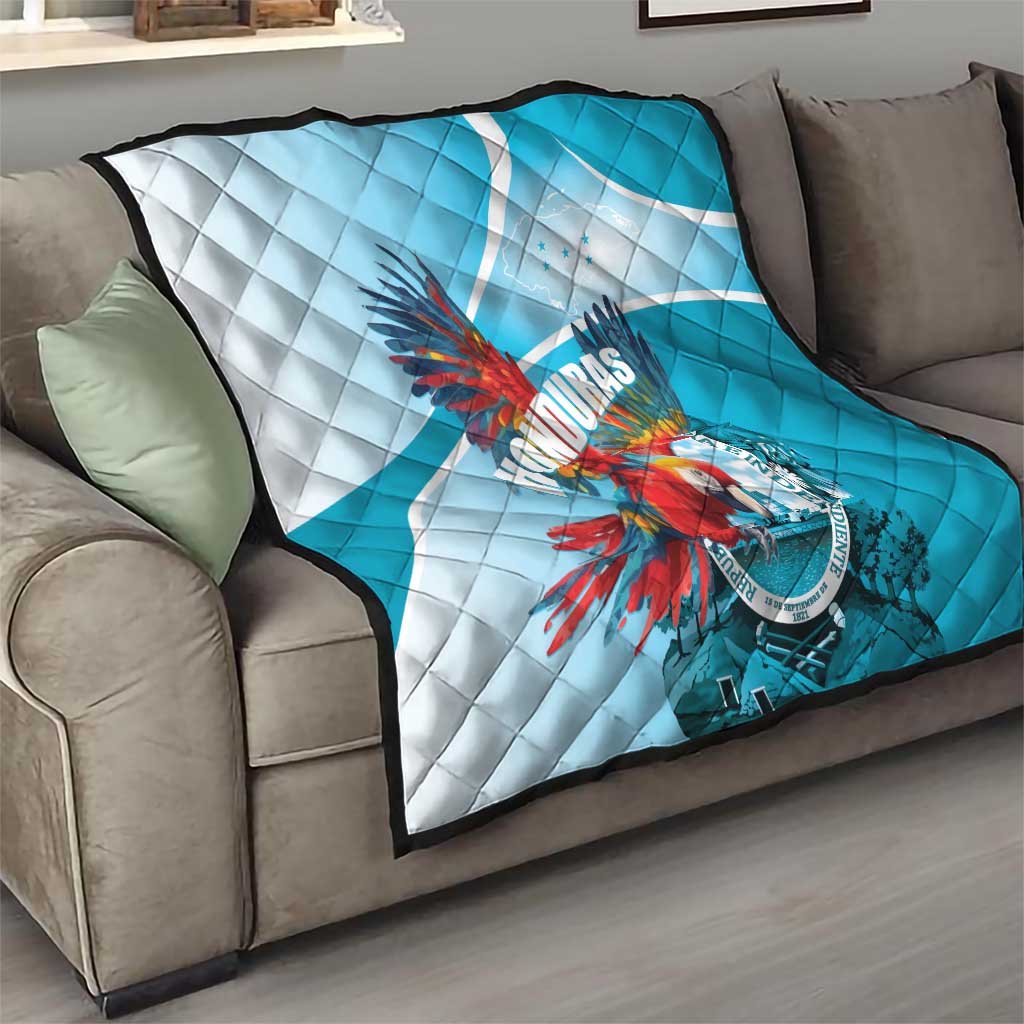 Honduras Independence Day Quilt Scarlet Macaw Sky Blue - Wonder Print Shop