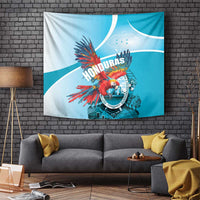 Honduras Independence Day Tapestry Scarlet Macaw Sky Blue - Wonder Print Shop