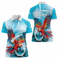 Honduras Independence Day Women Polo Shirt Scarlet Macaw Sky Blue - Wonder Print Shop