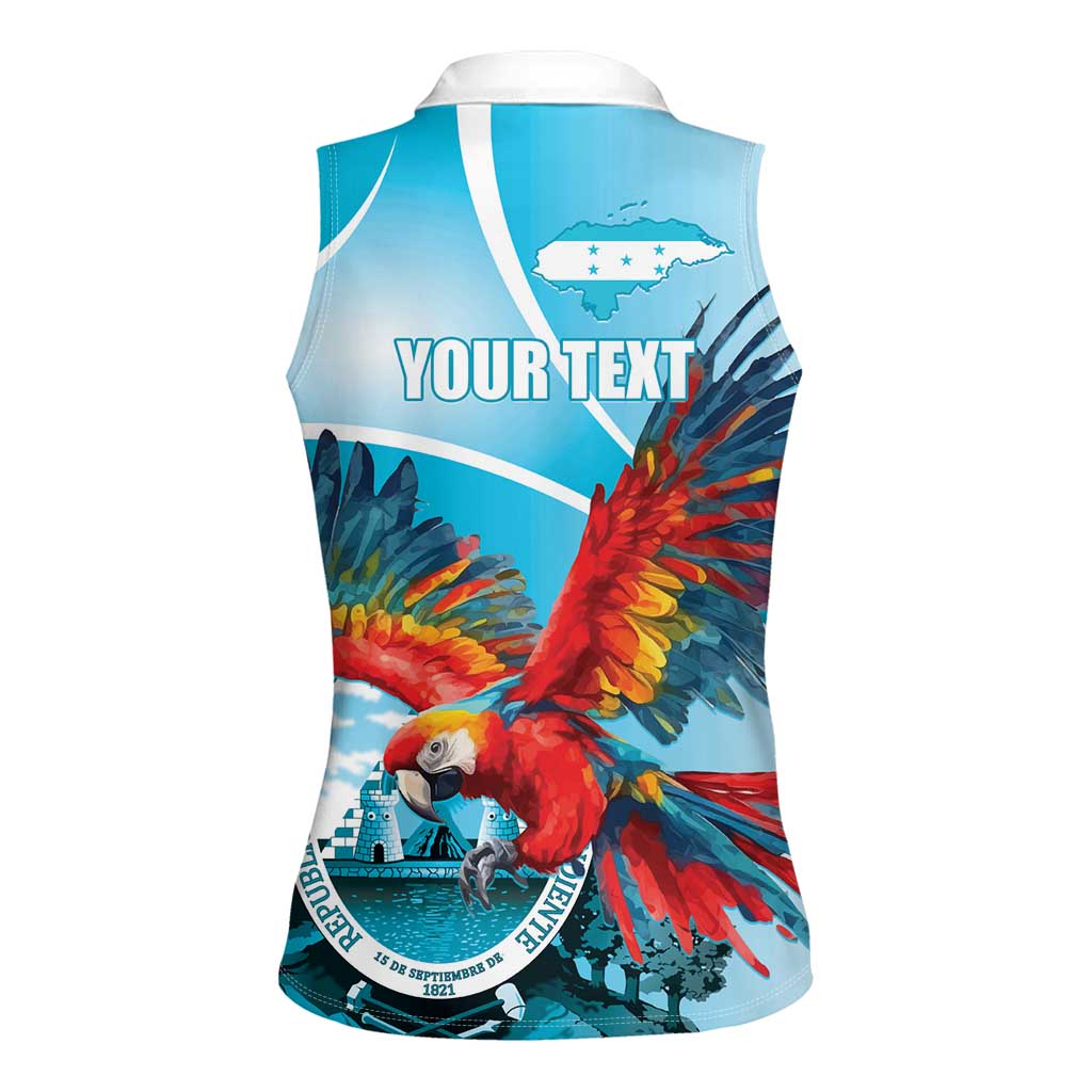 Honduras Independence Day Women Sleeveless Polo Shirt Scarlet Macaw Sky Blue - Wonder Print Shop