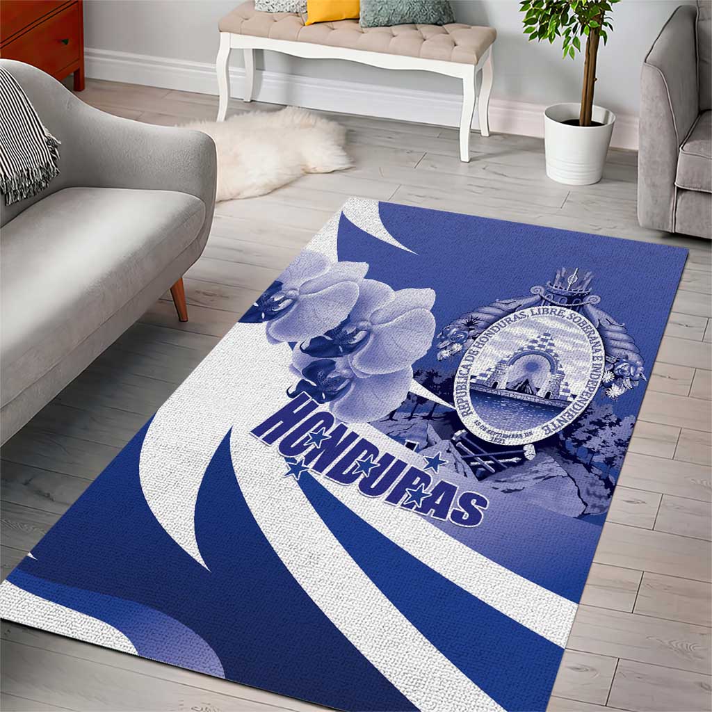 Honduras Area Rug Coat of Arms Orchid Navy Blue - Wonder Print Shop