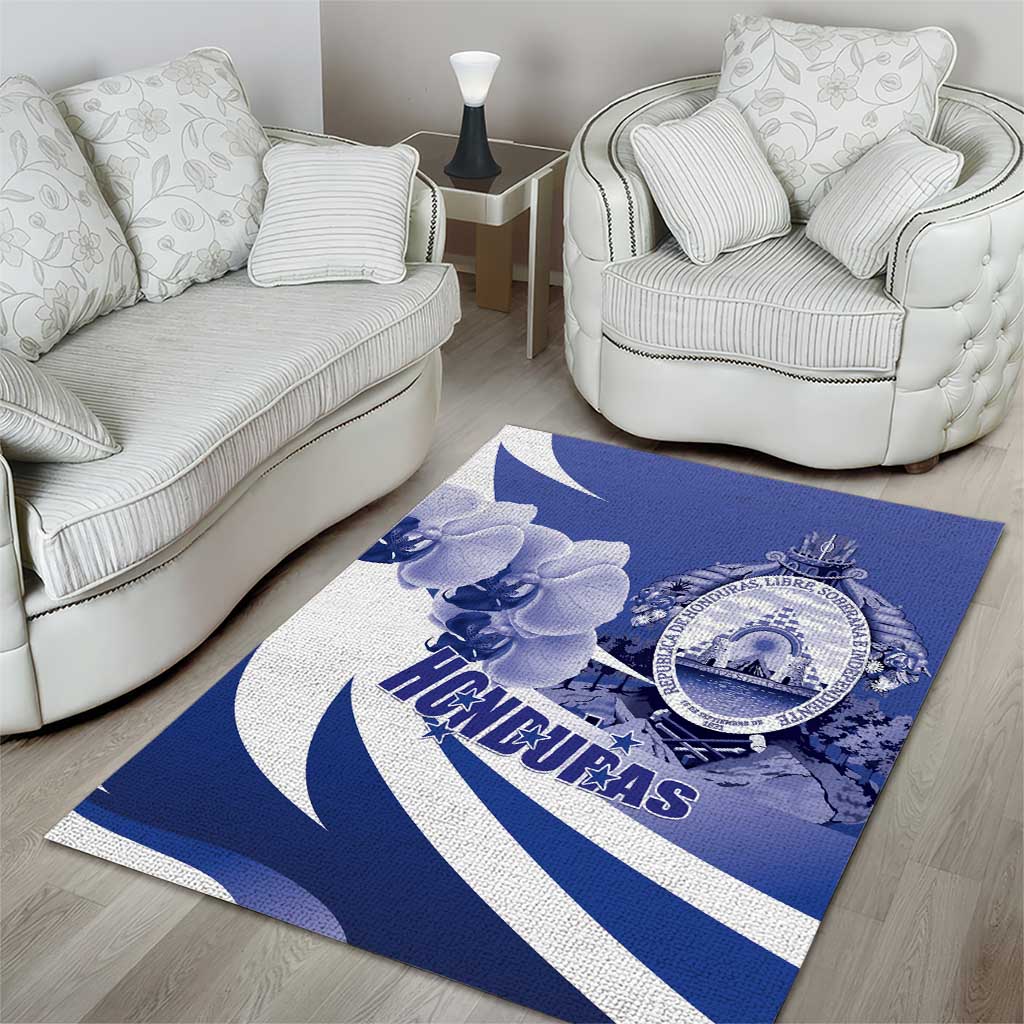 Honduras Area Rug Coat of Arms Orchid Navy Blue - Wonder Print Shop