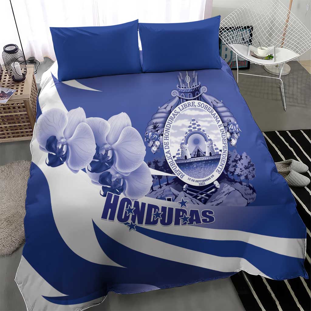 Honduras Bedding Set Coat of Arms Orchid Navy Blue - Wonder Print Shop