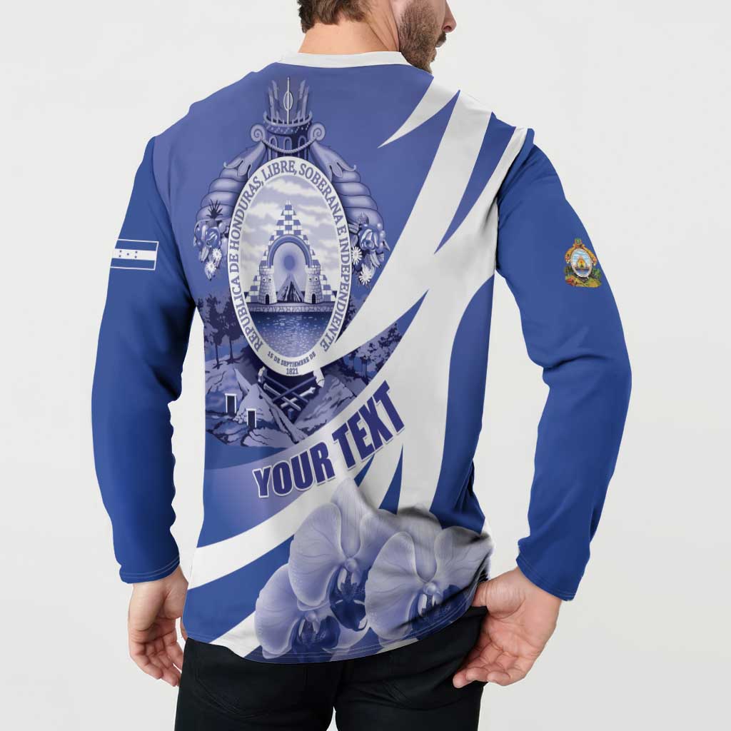 Honduras Button Sweatshirt Coat of Arms Orchid Navy Blue - Wonder Print Shop