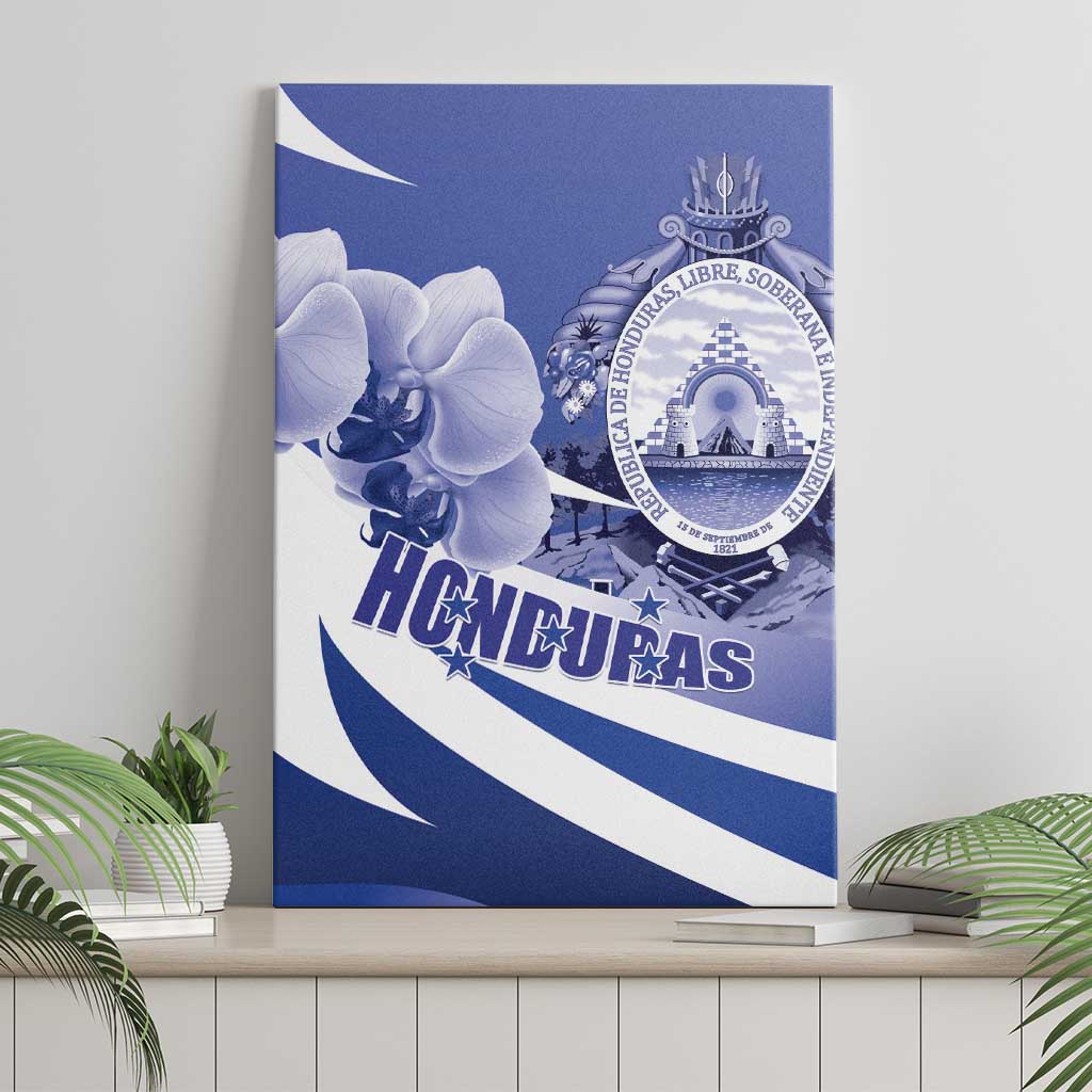 Honduras Canvas Wall Art Coat of Arms Orchid Navy Blue - Wonder Print Shop