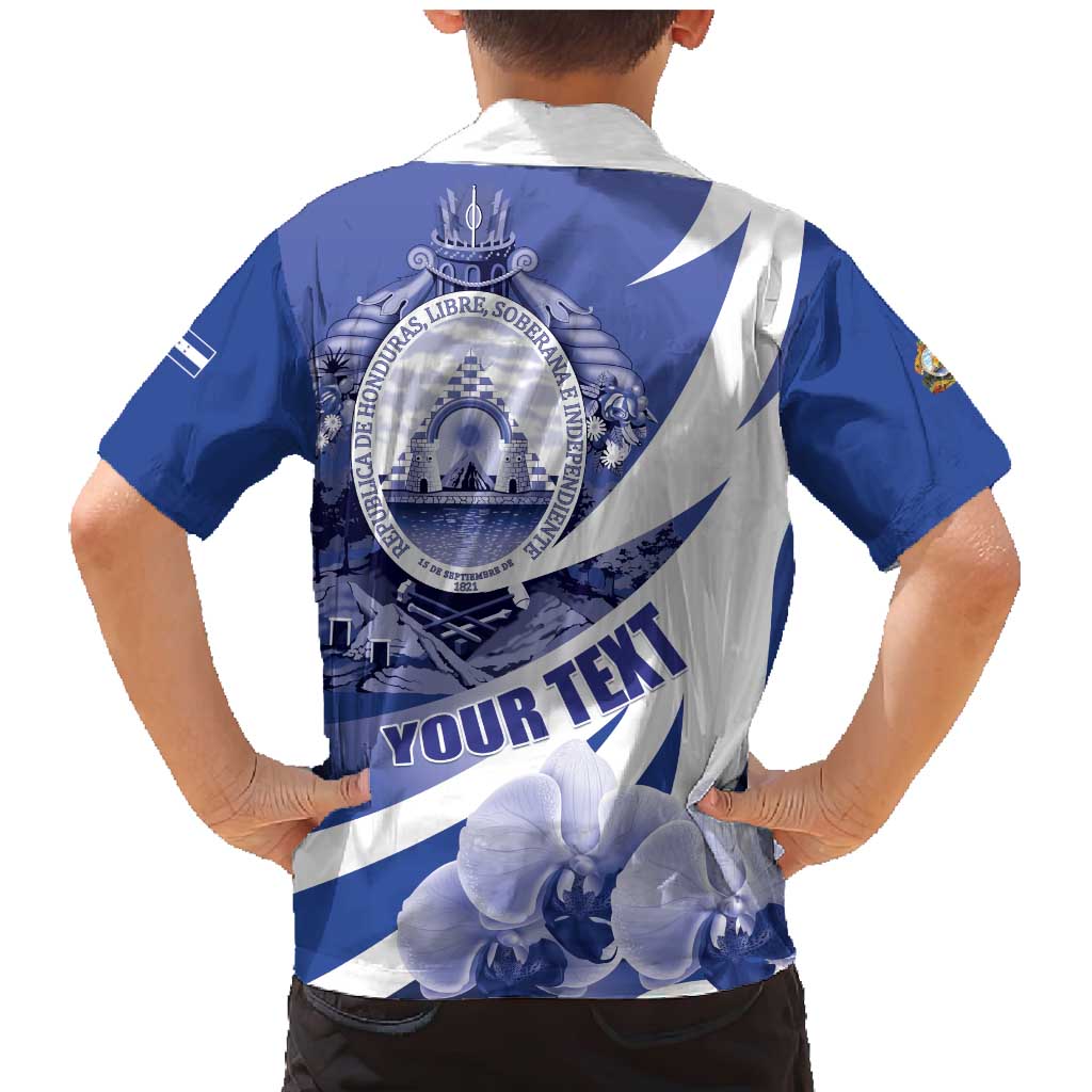 Honduras Family Matching Mermaid Dress and Hawaiian Shirt Coat of Arms Orchid Navy Blue - Wonder Print Shop