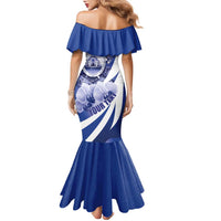 Honduras Family Matching Mermaid Dress and Hawaiian Shirt Coat of Arms Orchid Navy Blue - Wonder Print Shop