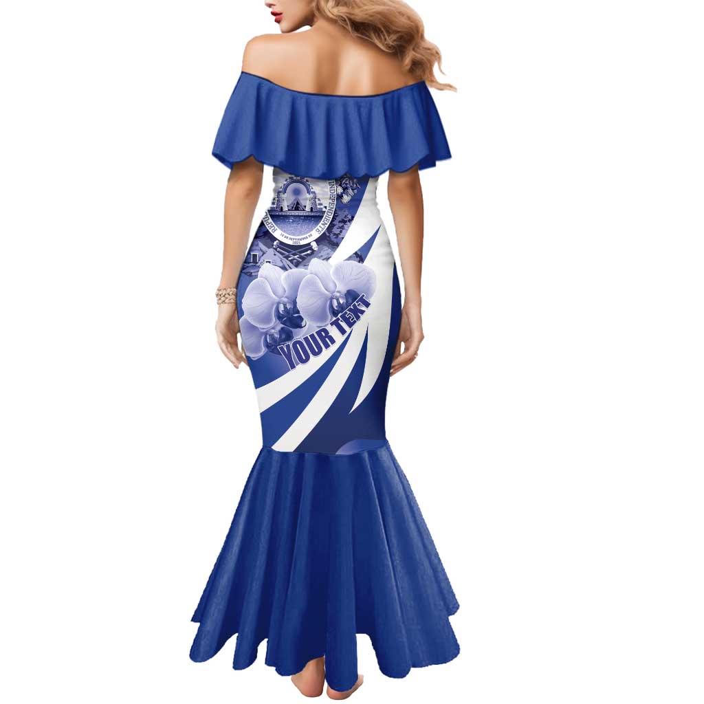 Honduras Mermaid Dress Coat of Arms Orchid Navy Blue - Wonder Print Shop