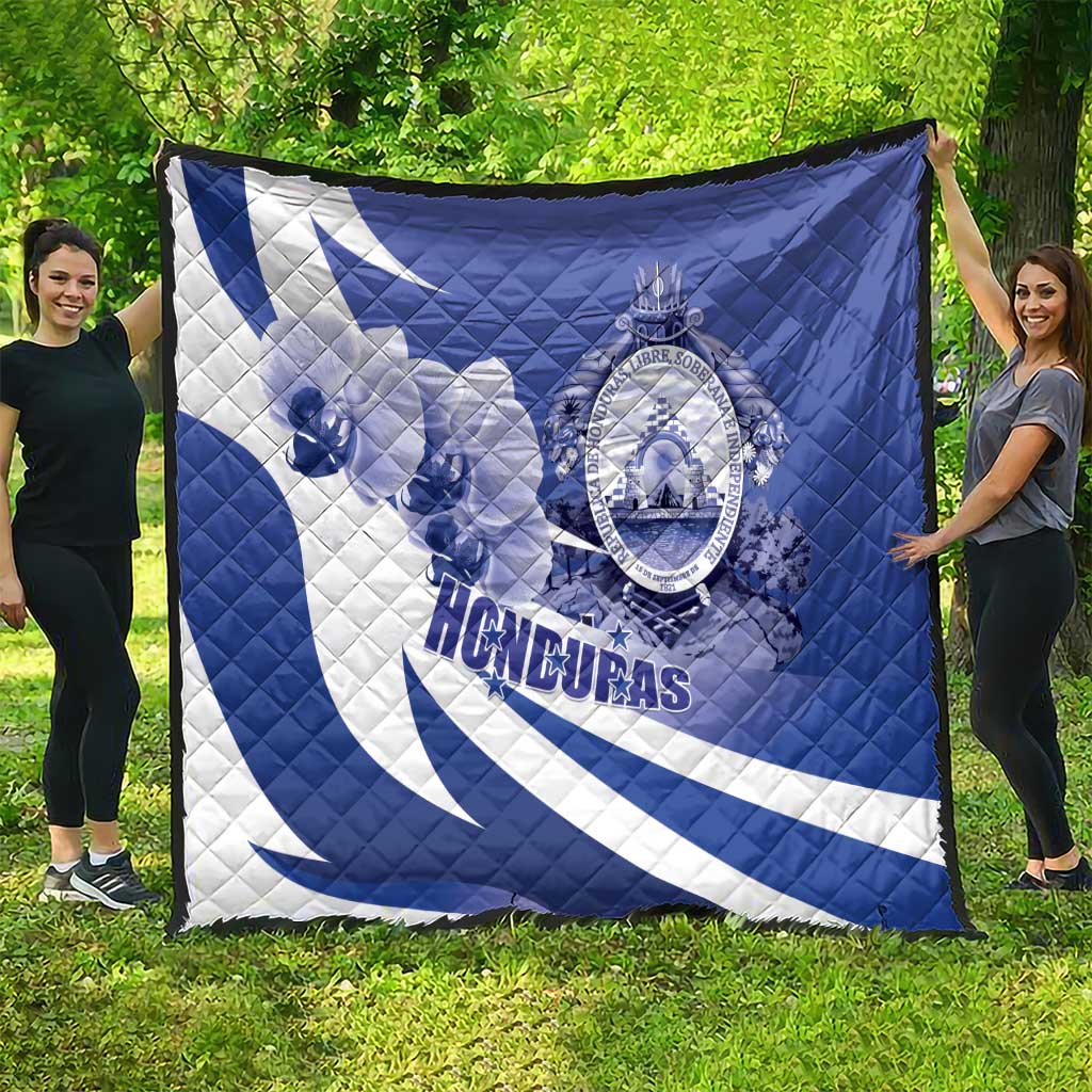 Honduras Quilt Coat of Arms Orchid Navy Blue - Wonder Print Shop
