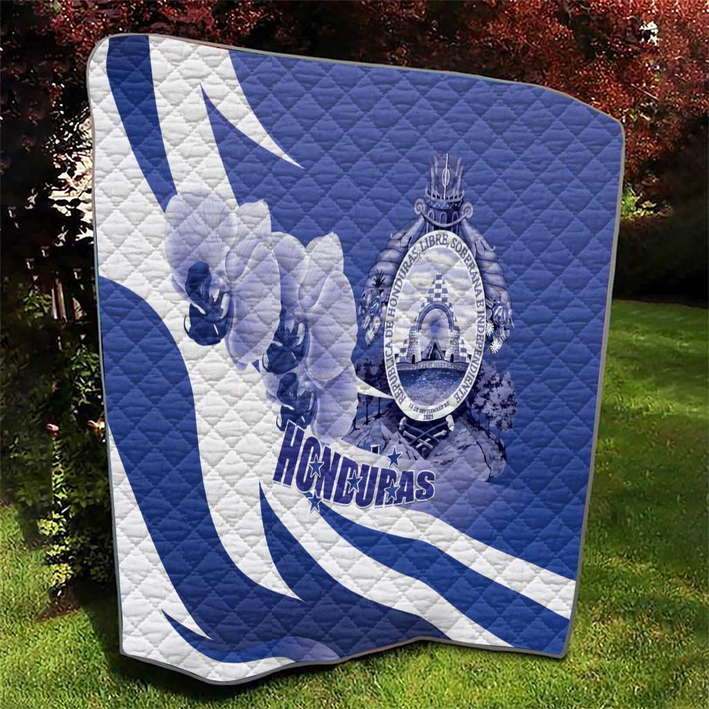 Honduras Quilt Coat of Arms Orchid Navy Blue - Wonder Print Shop