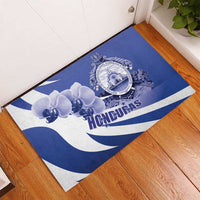 Honduras Rubber Doormat Coat of Arms Orchid Navy Blue - Wonder Print Shop
