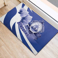 Honduras Rubber Doormat Coat of Arms Orchid Navy Blue - Wonder Print Shop